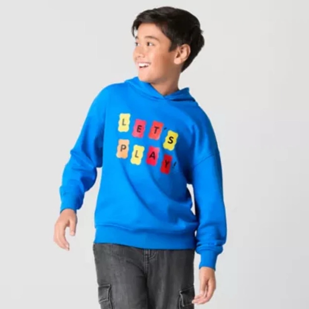 HARIBO-Unisex Blue “Let’s Play” Hoodie with cute ears on hood!   XS (6/6X). NWT